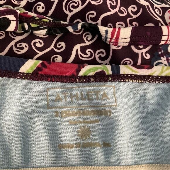 Athleta Y2k Womens Blue/Green/Red Paisley Underwired Swim Tankini Top Size 36C - Picture 3 of 9